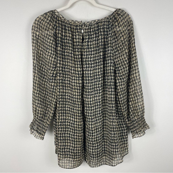 Soft Surroundings Ines Blouse Womens Large Gold black Metallic Chiffon Shirt Top - Picture 2 of 9